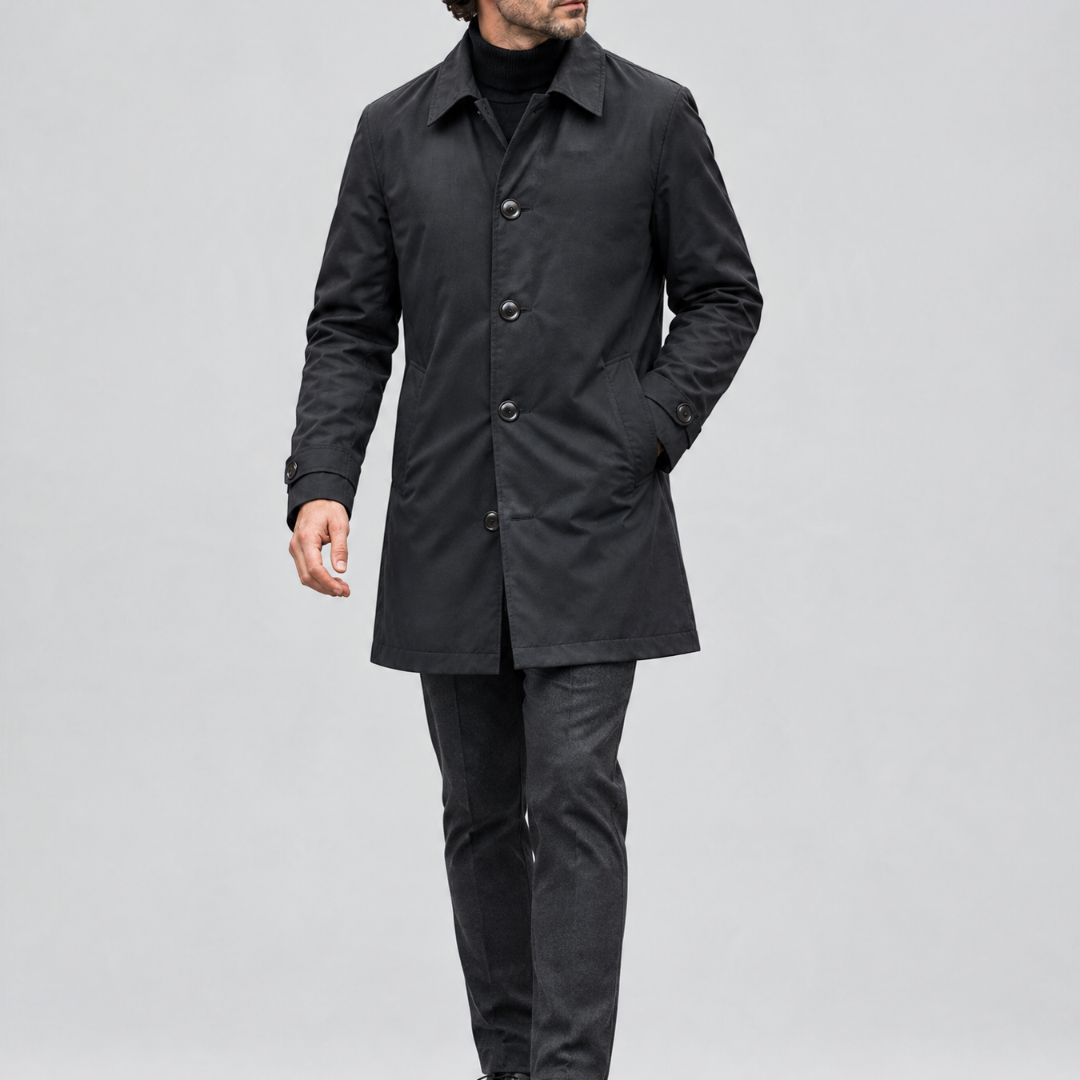 Trenchcoat impermeable de media longitud para hombre