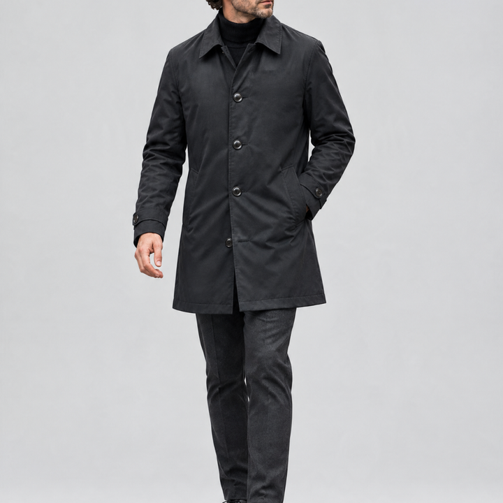 Trenchcoat impermeable de media longitud para hombre