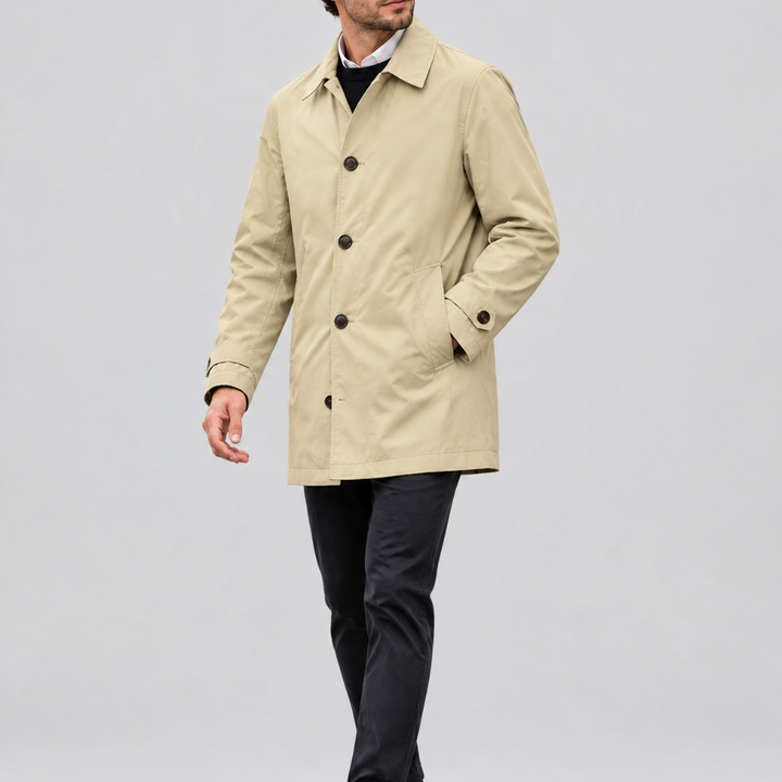Trenchcoat impermeable de media longitud para hombre