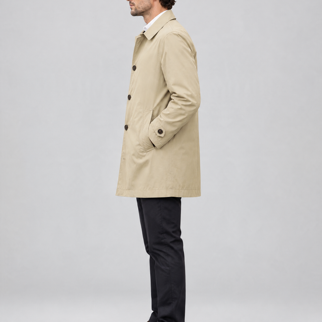 Trenchcoat impermeable de media longitud para hombre