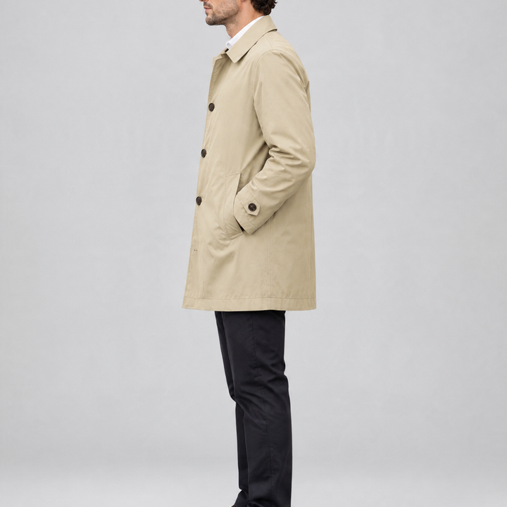 Trenchcoat impermeable de media longitud para hombre