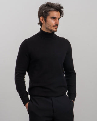 Suéter Ligero de Punto con Cuello Alto - Negro