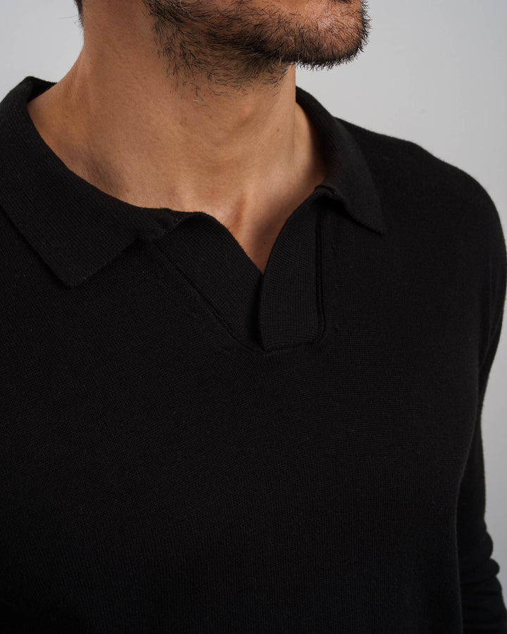 Camiseta de Punto de Manga Larga en Negro