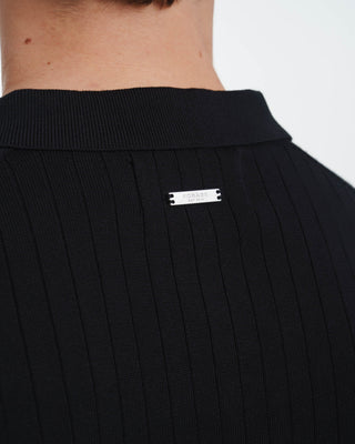 Camiseta de Punto con Cuello Ancho (Negro)