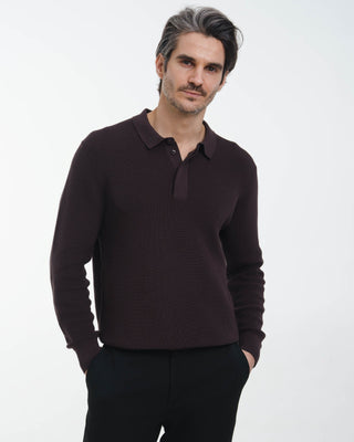 Polo de Punto con Tapeta Discreta (Marrón Oscuro)