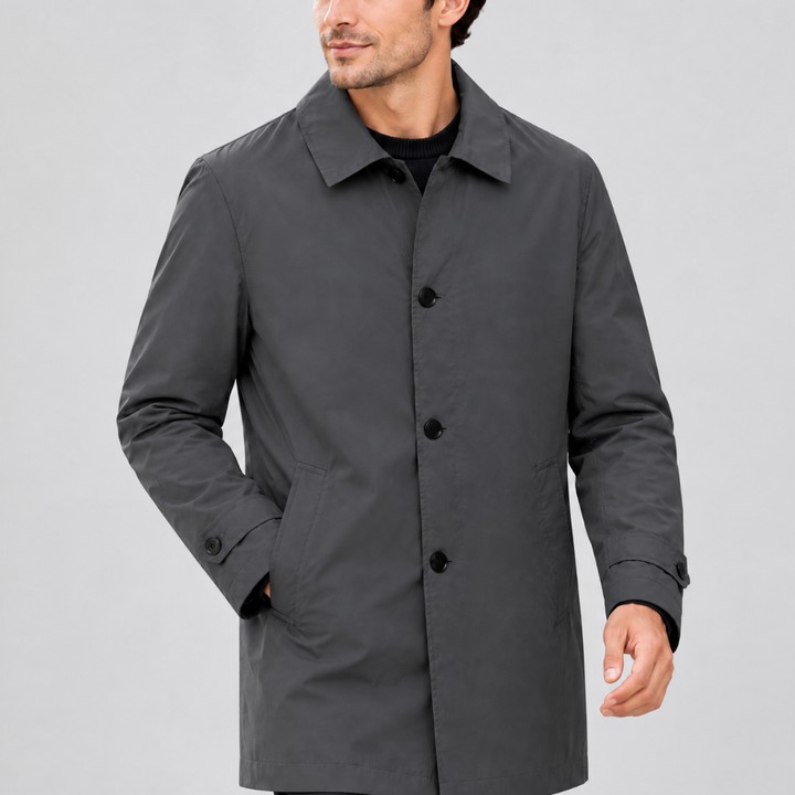 Trenchcoat impermeable de media longitud para hombre