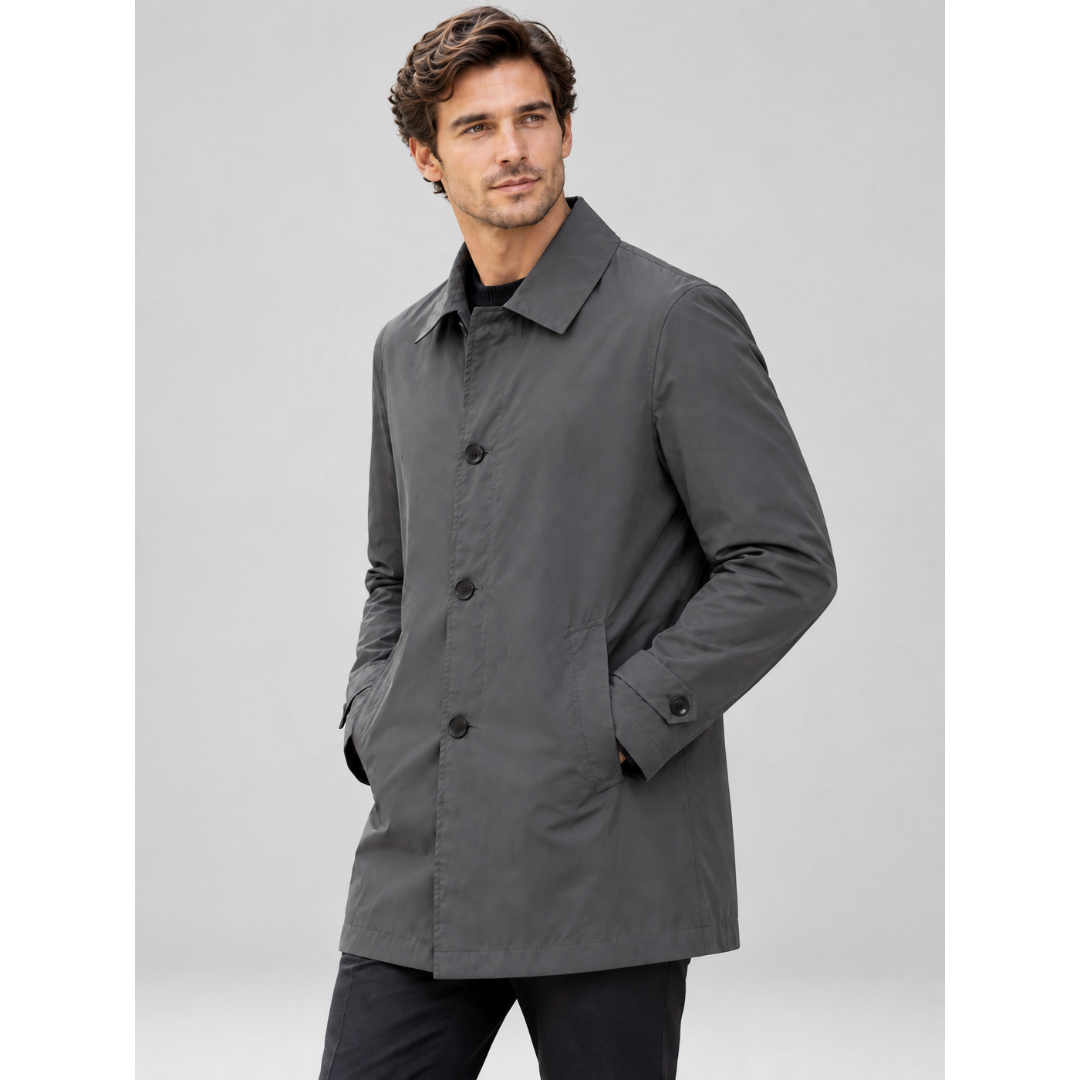 Trenchcoat impermeable de media longitud para hombre
