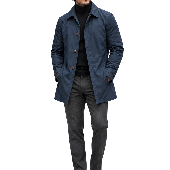 Trenchcoat impermeable de media longitud para hombre