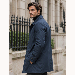 Trenchcoat impermeable de media longitud para hombre