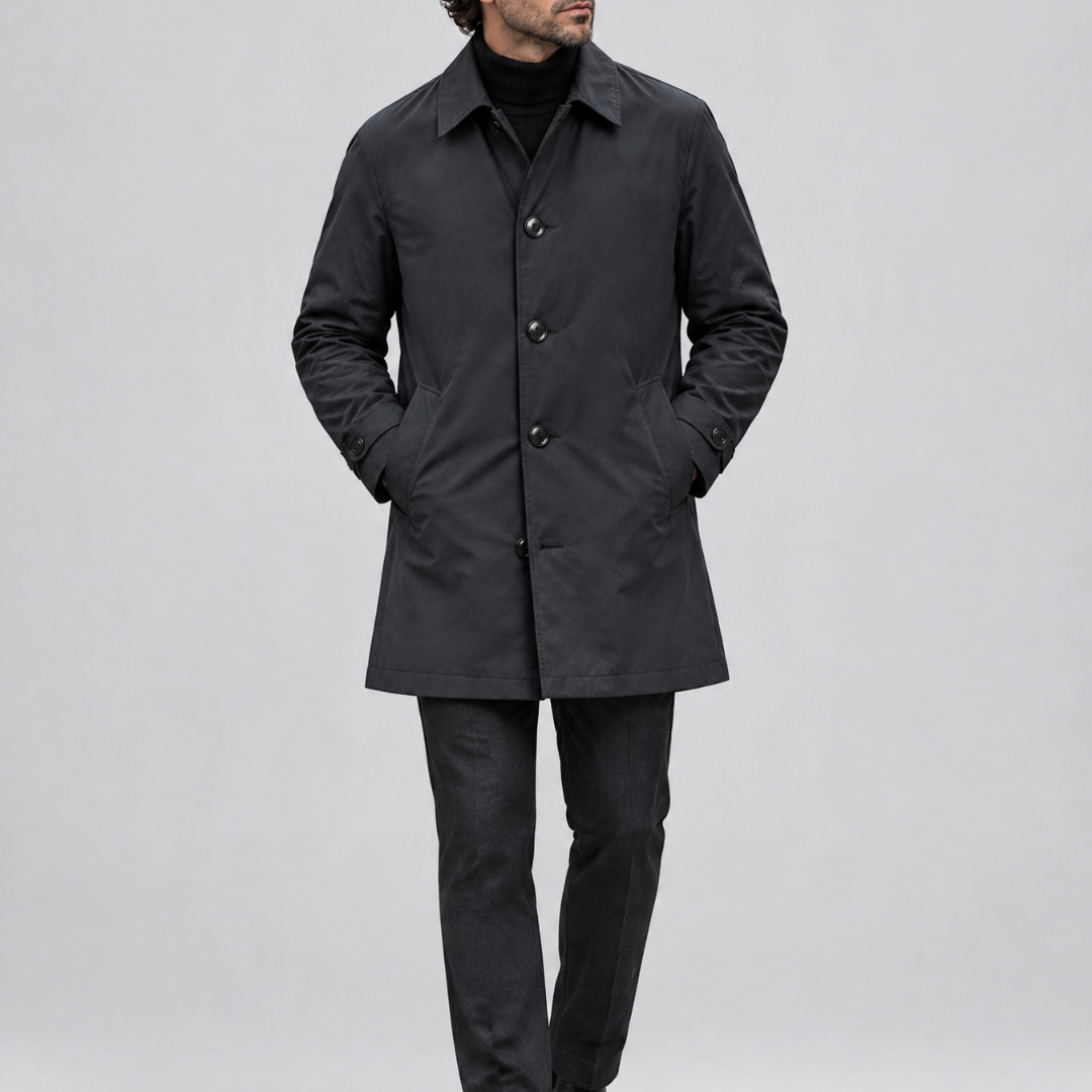 Trenchcoat impermeable de media longitud para hombre