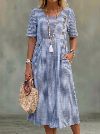 Silvia | Vestido Midi Elegante a Rayas