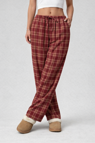 Eva | Pantalones de cuadros para mujer, corte amplio y cintura elástica