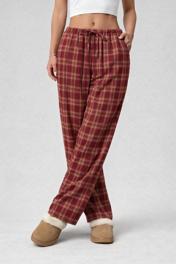 Eva | Pantalones de cuadros para mujer, corte amplio y cintura elástica