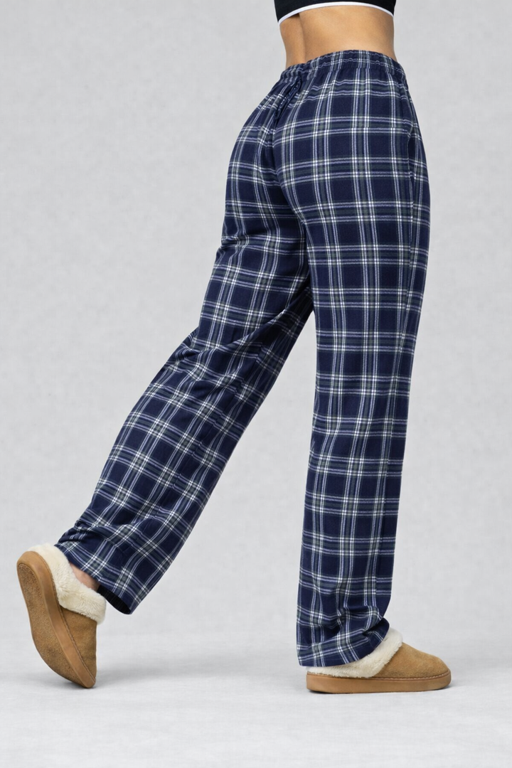 Eva | Pantalones de cuadros para mujer, corte amplio y cintura elástica