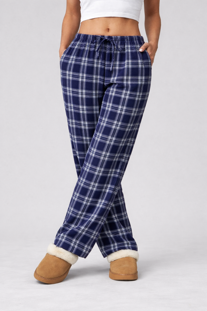 Eva | Pantalones de cuadros para mujer, corte amplio y cintura elástica