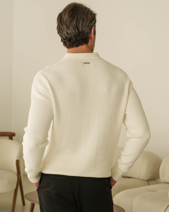 Suéter de Punto Acanalado (Blanco Roto)