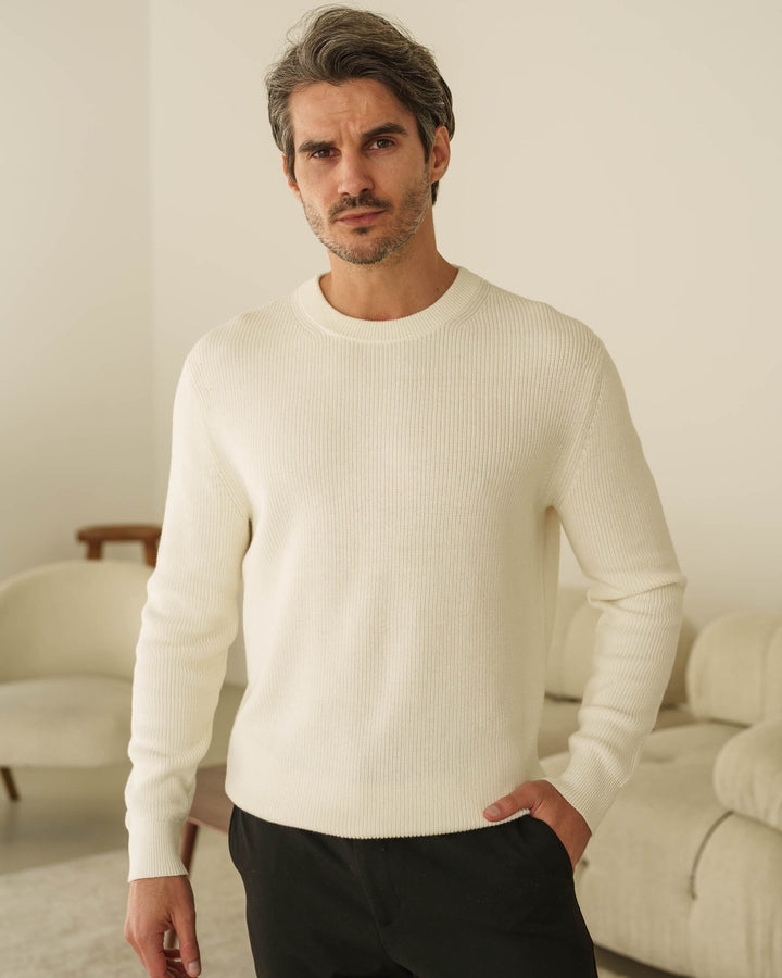 Suéter de Punto con Textura (Blanco Roto)