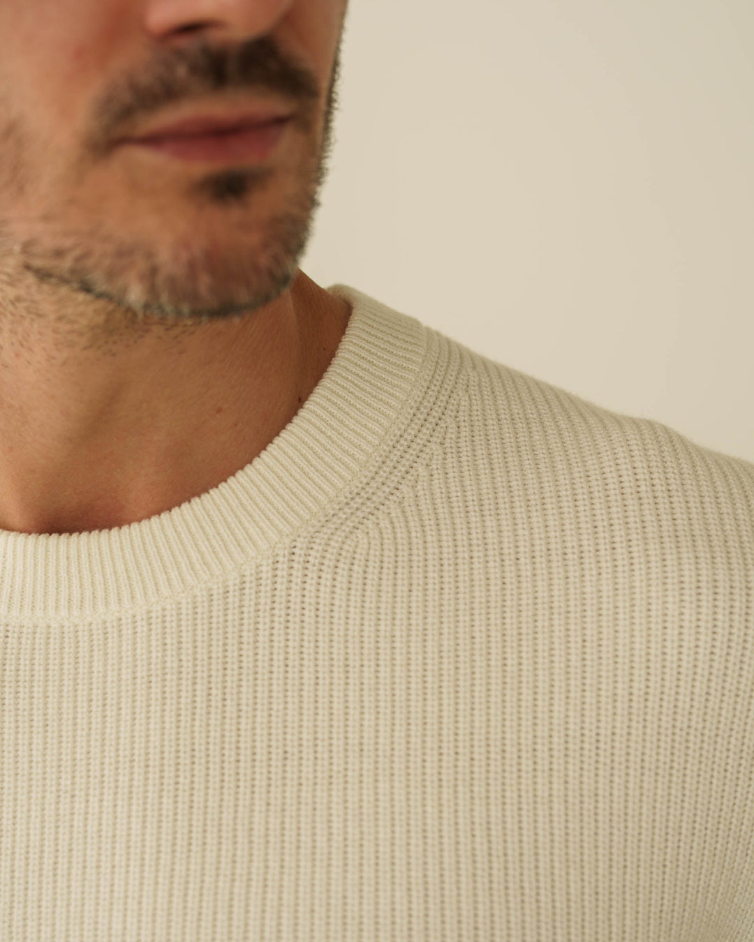 Suéter de Punto con Textura (Blanco Roto)
