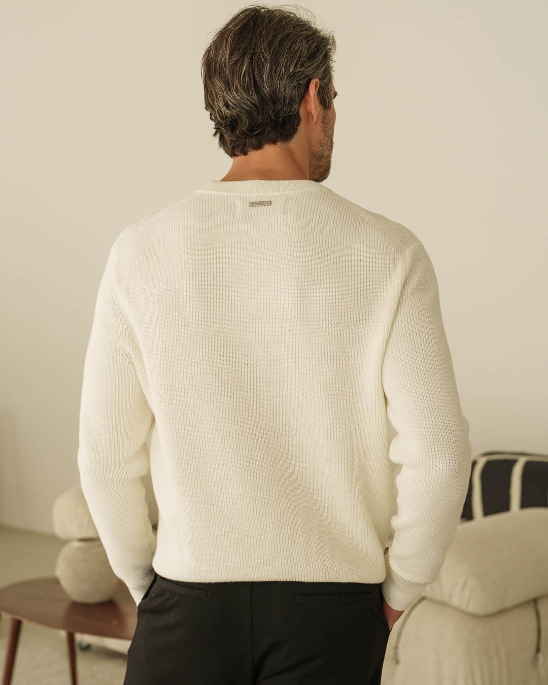 Suéter de Punto con Textura (Blanco Roto)