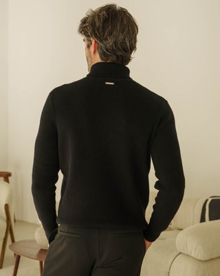 Suéter de Punto Acanalado con Cuello Alto (Negro)