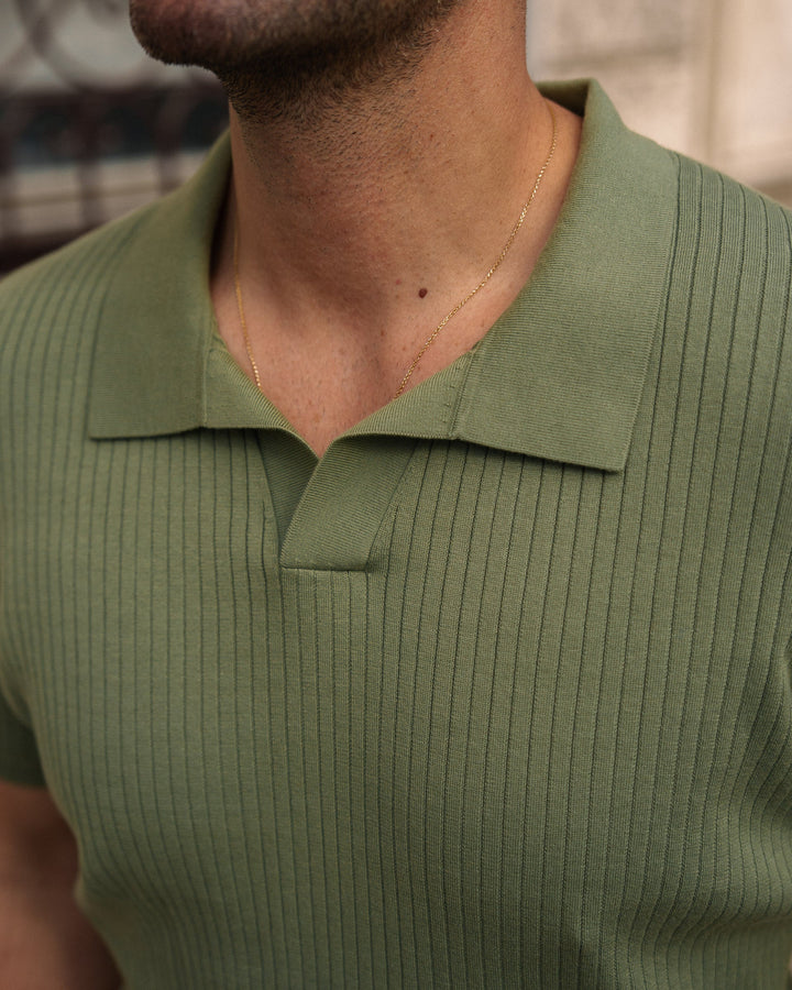 Camiseta Polo de Tejido Amplio (Verde)