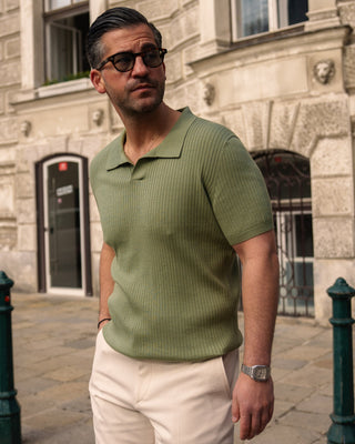 Camiseta Polo de Tejido Amplio (Verde)