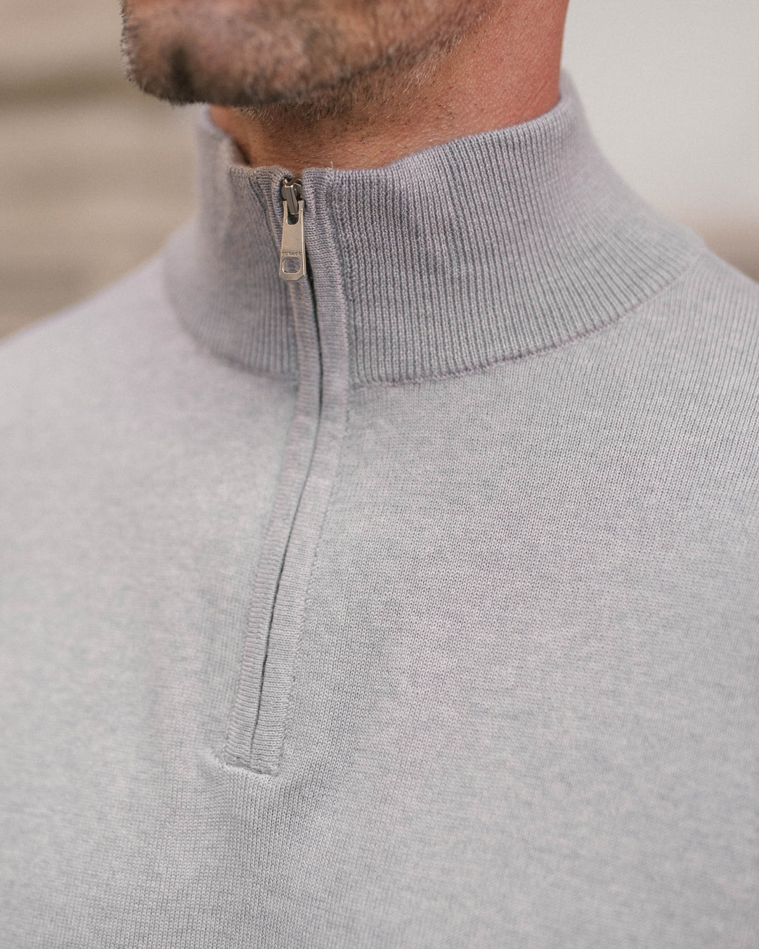 Light Gray Merino Half-Zip Sweater