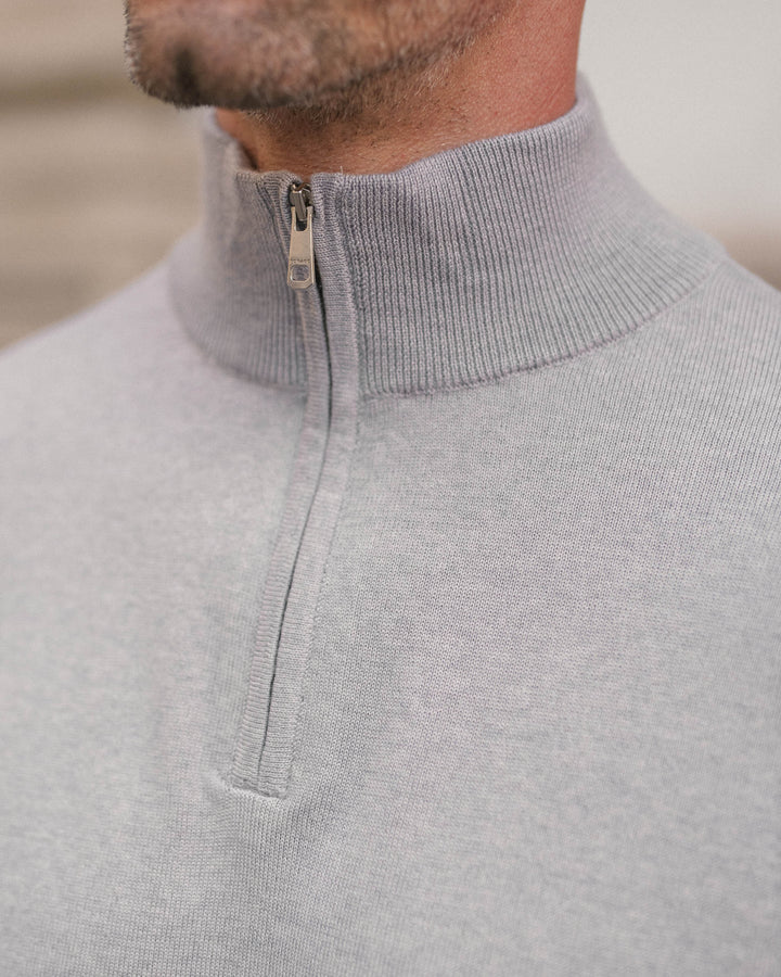 Light Gray Merino Half-Zip Sweater