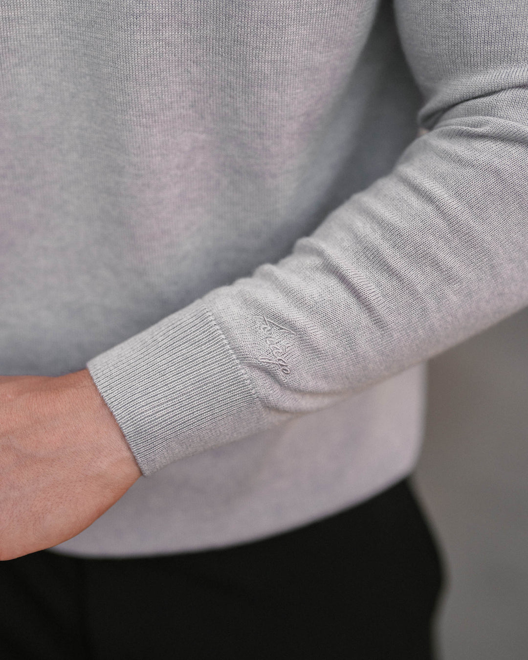 Light Gray Merino Half-Zip Sweater
