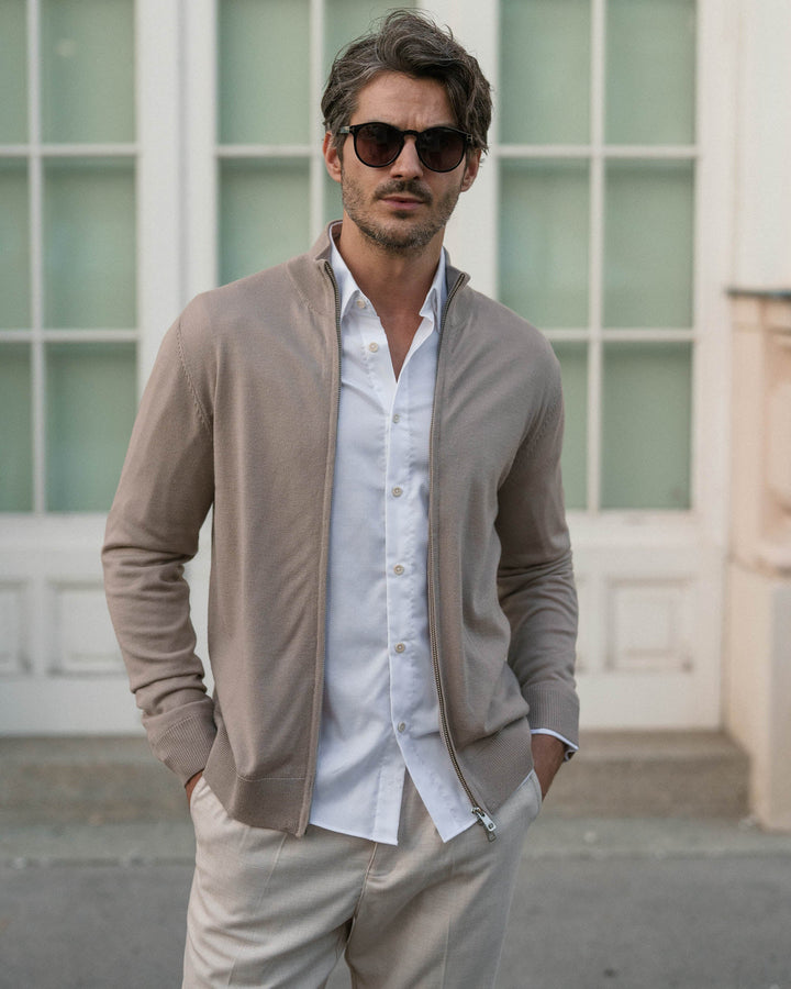 Taupe Merino Cardigan