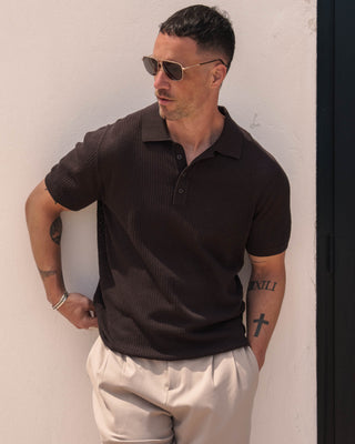 Camiseta Polo de Malla (Marrón)