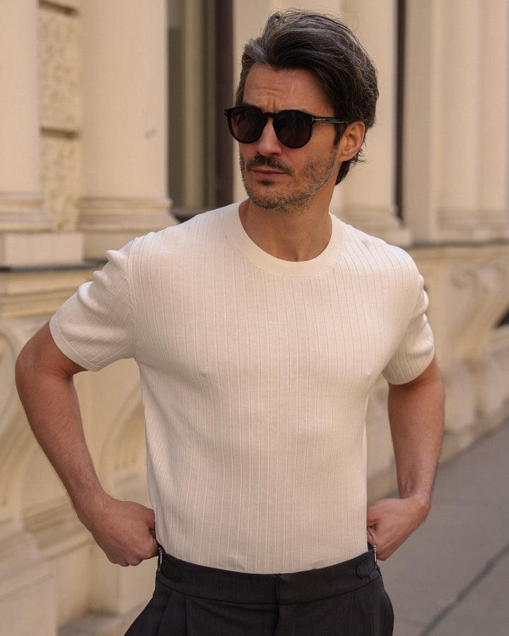 Camiseta de Punto Oversize (Blanco Roto)