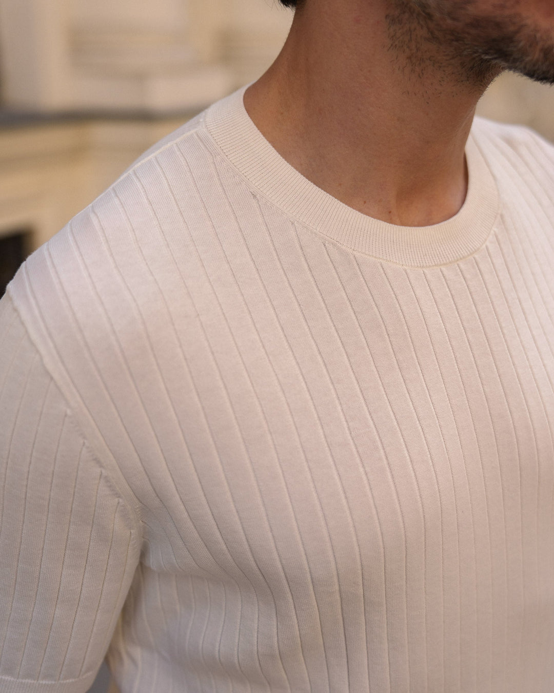 Camiseta de Punto Oversize (Blanco Roto)