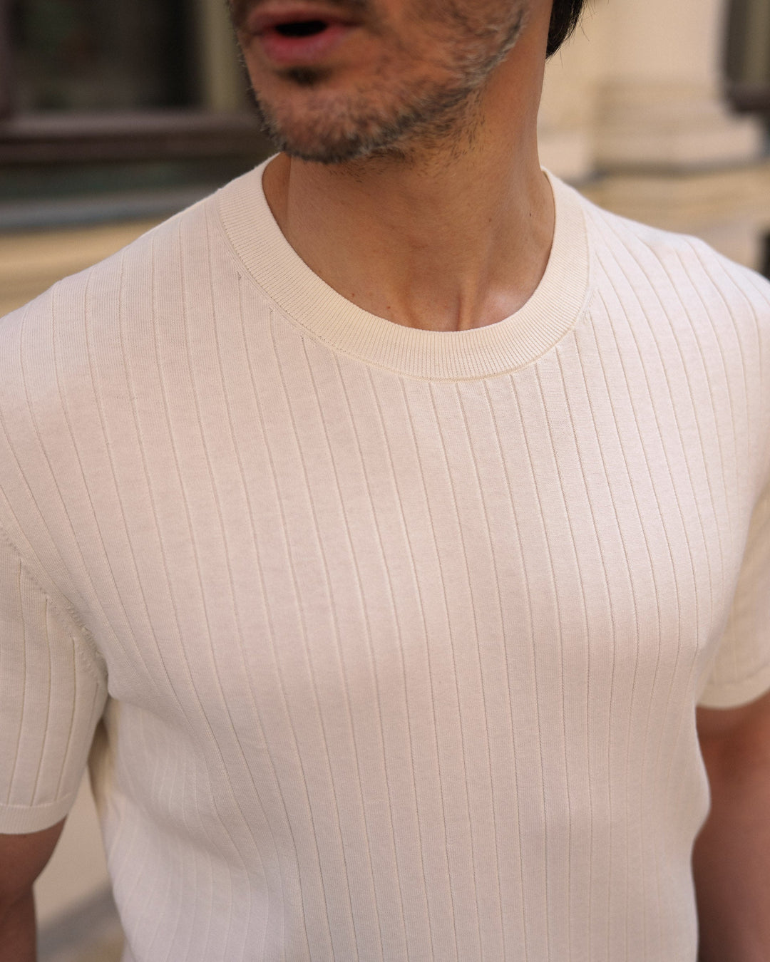 Camiseta de Punto Oversize (Blanco Roto)