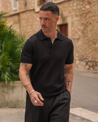 Camiseta Polo de Malla (Negra)