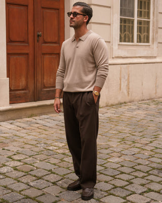 Taupe Merino Polo Shirt