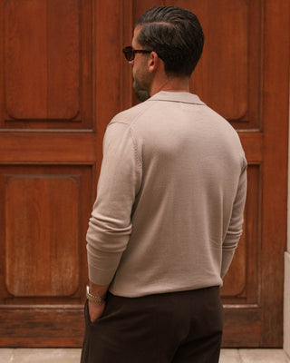 Taupe Merino Polo Shirt