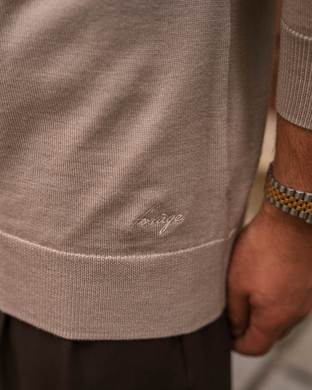 Taupe Merino Polo Shirt