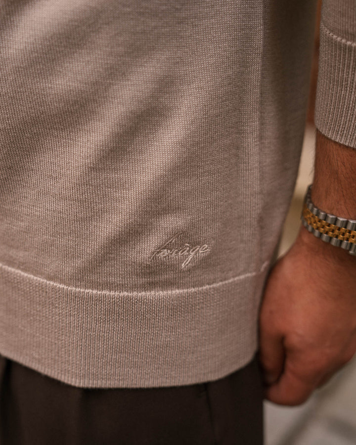 Taupe Merino Polo Shirt