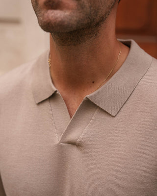 Taupe Merino Polo Shirt