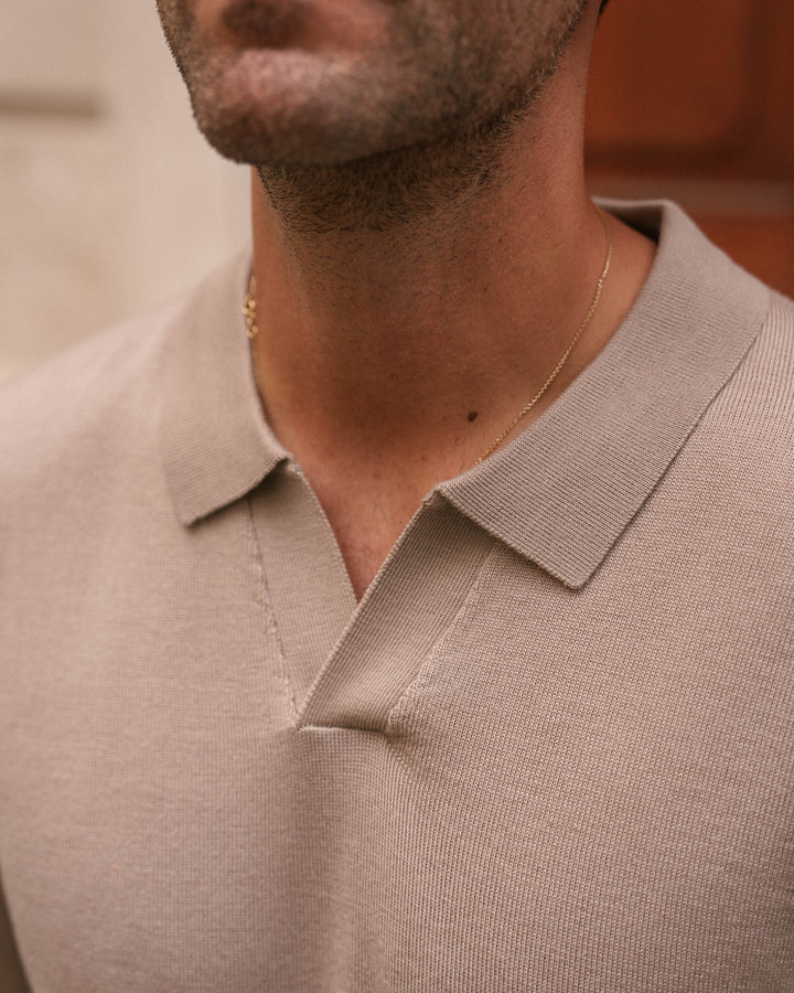 Taupe Merino Polo Shirt