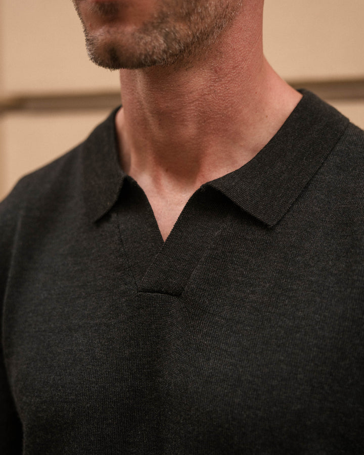Dark Gray Merino Polo