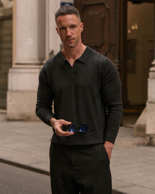 Dark Gray Merino Polo