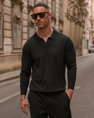 Dark Gray Merino Polo