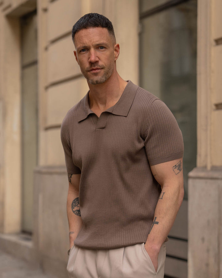Camiseta Polo de Tejido Amplio (Moca)
