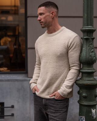Suéter de Punto Texturizado en Gris Beige