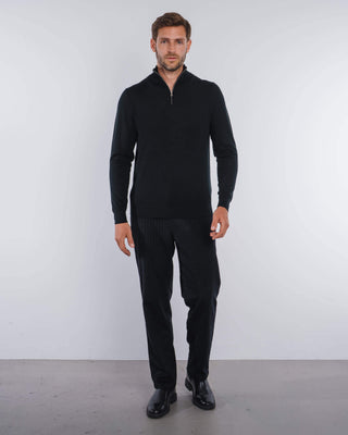 Black Merino Half-Zip Sweater