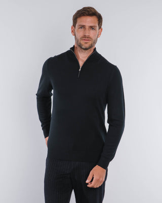 Black Merino Half-Zip Sweater