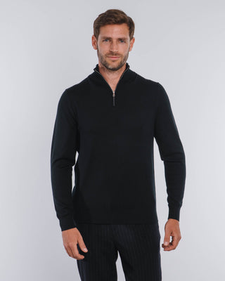Black Merino Half-Zip Sweater