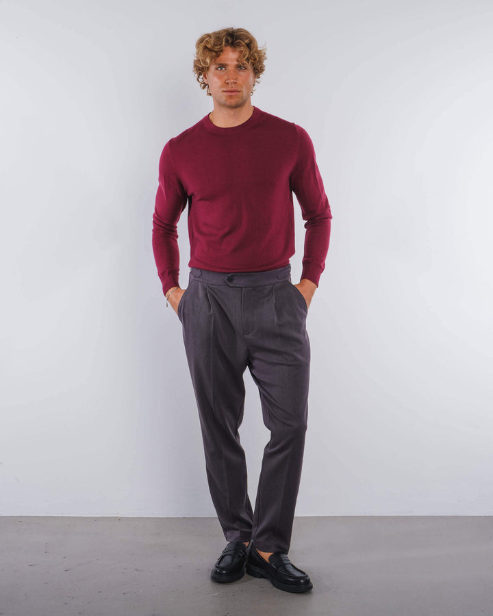 Suéter de Merino en Color Burdeos